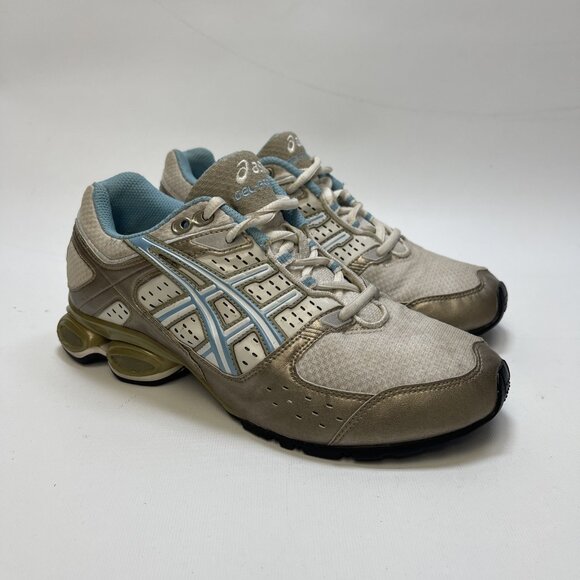 Y2K Asics Gel Frantic 2 Running Shoes Wom Sz 8.5 US Baly Blue / Gold Shox Read - Picture 1 of 14